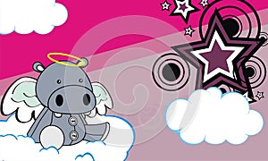 Cute baby plush hippo angel cartoon background
