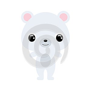 Cute baby polar bear. Arctic animal. Flat vector stock illustration on white background