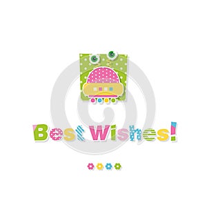 Cute baby robot best wishes greeting card