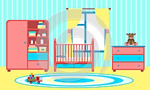 Cute baby room concept banner, flat style