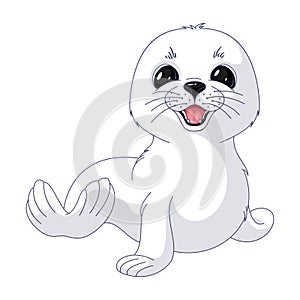 Cute baby seal animal cartoon vector illustration