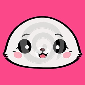 Cute baby seal face on pink background.