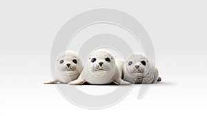 Cute baby seals on a white isolated background