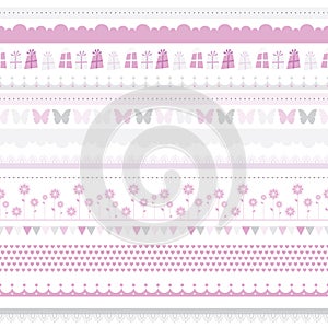 Cute baby seamless border. Child birthday pattern.