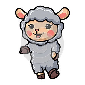 Cute baby sheep cartoon presenting