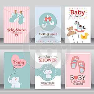 Cute baby shower invitation. vector