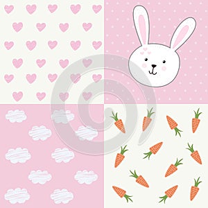 Cute baby shower pattern with rabbit