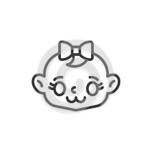 Cute baby smile face line icon