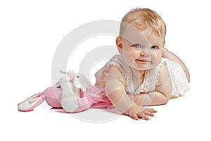 Cute baby smiling in sleeveless sundress