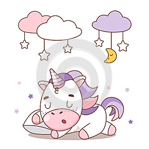 Cute baby unicorn sleeping