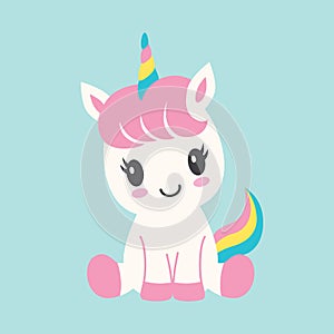 Cute Baby Unicorn Vector Illustration