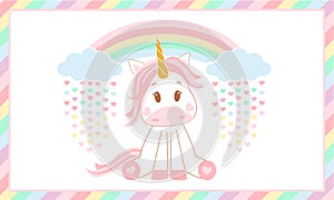 Cute baby unicorn. Vector illustration.