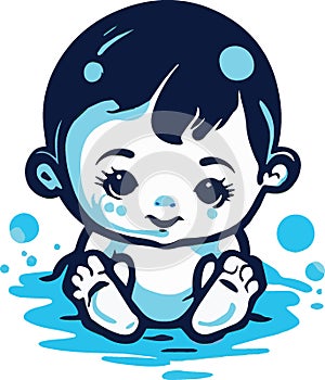 Cute baby vector style with tag