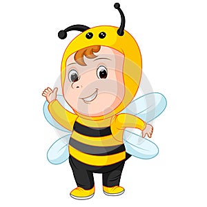 Cute baby wearing a bee suit