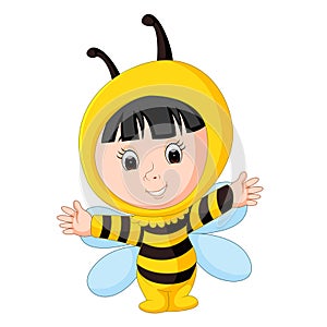 Cute baby wearing a bee suit