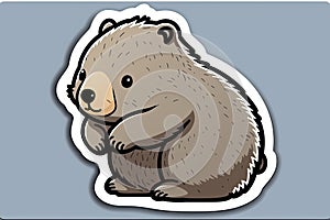 Cute baby wombat sticker, Australian native animal series