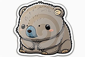 Cute baby wombat sticker, Australian native animal series