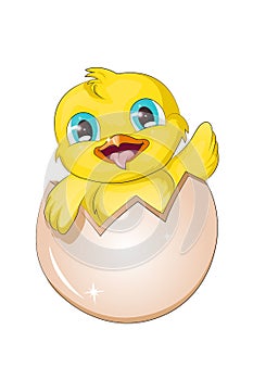 A cute baby yellow duck on egg design animal cartoon