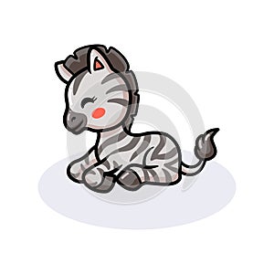 Cute baby zebra cartoon  lying down