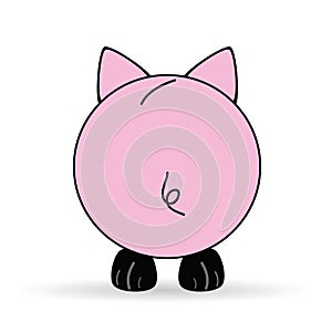Cute back of pig vector illustration