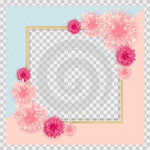 Cute Background with Frame and Flowers Collection Set. Vector Illustration EPS10. Square Template for social networks and