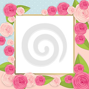 Cute Background with Frame and Flowers Collection Set. Vector Illustration EPS10. Square Template for social networks and