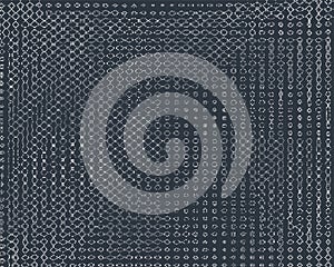 Cute background in a grey circles on navy. Interesting chain texture with scuff effect. Vector