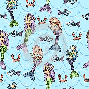 Cute background with marine inhabitants.