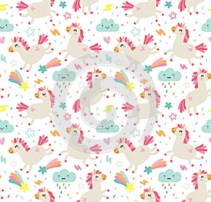 Seamless pattern. Unicorns. Cute background