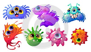 Cute bacteria, germ and virus characters