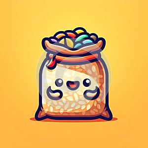 cute bag filled with nuts on top of a yellow background