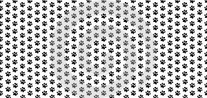 Cute banner with black seamless pattern of animal footprints on