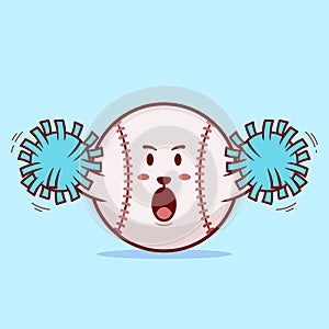 Cute baseball ball cheer leaders cartoon character illustration