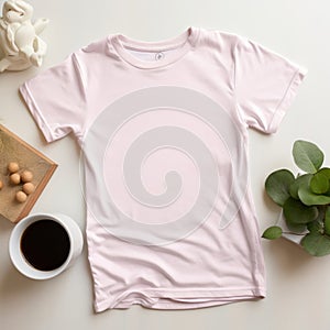 cute basic solid rose pink t shirt in white background , generated by AI