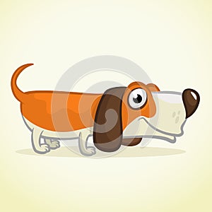 Cute Basset Hound dog cartoon. Vector illustration