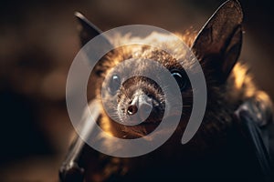 cute bat close-up. ai generative
