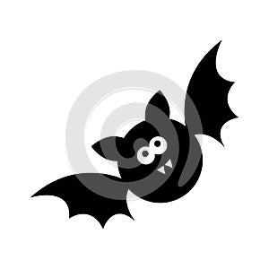 Cute bat halloween silhouette isolated on white background