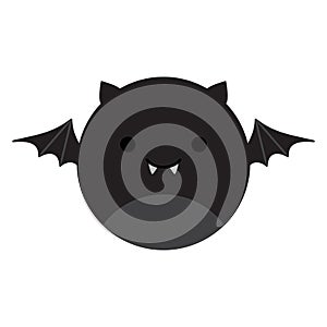 Cute bat round vector illustration icon