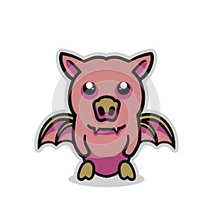 Cute bats mascot cartoon design logo