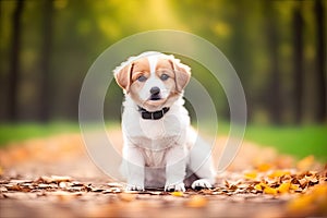 Cute Beagle puppy outdoors. Beagle breed. Color grading generative ai, a hunting dog