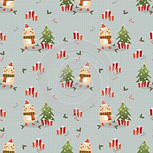 Cute bear in Christmas season seamless pattern