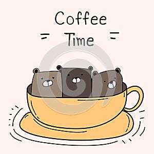Cute Bear In The Cup. I love Coffee.