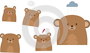 Cute bear emoji vector on a white background