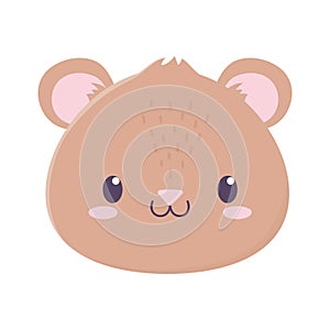 Cute bear face animal cartoon isolated icon
