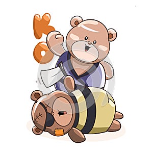 Cute Bear Fighting