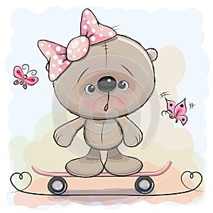 Cute Bear Girl with skateboard photo