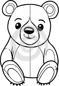 Cute Bear Illustration fo Kids Colouring Page