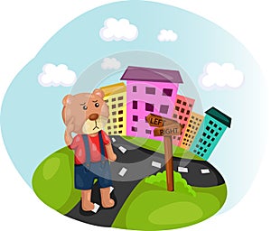 Cute bear lost direction