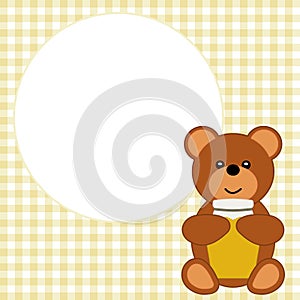 Cute bear  message greeting card. Vector image