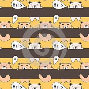 Cute Bear Pattern Background.